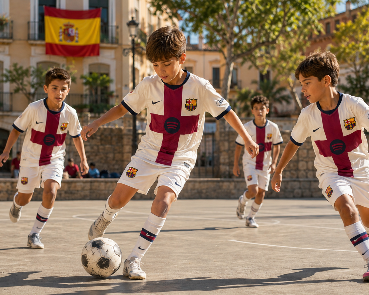 FC Barcelona Kindertrikot mit rotem Kreuz