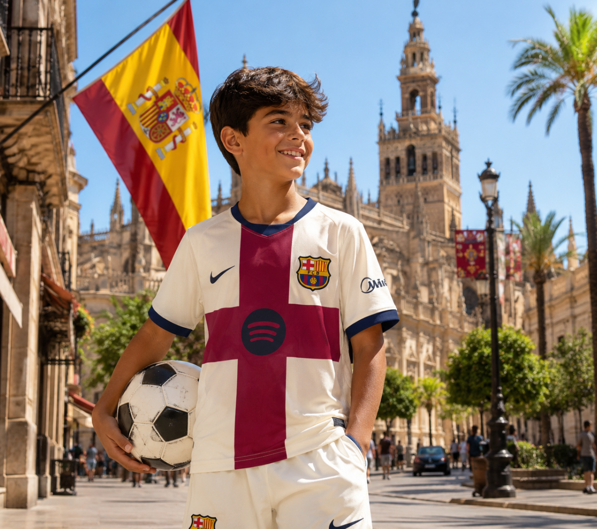 FC Barcelona Kindertrikot mit rotem Kreuz